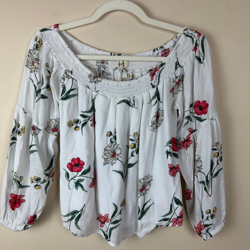 Hollister Floral Peasant Blouse Off‎ Shoulder Boho Cottagecore Coquette Festival